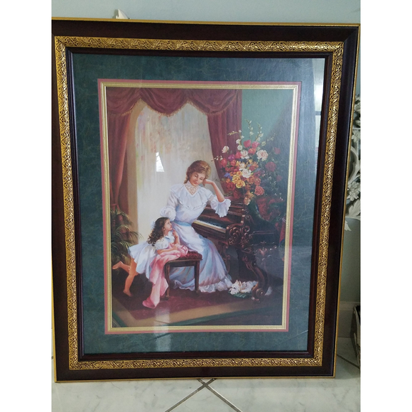 Home Interiors "Piano Lessons" 1978 Litho Print Signed Di Giamoco 33.5x27 Inches - Picture 3 of 8